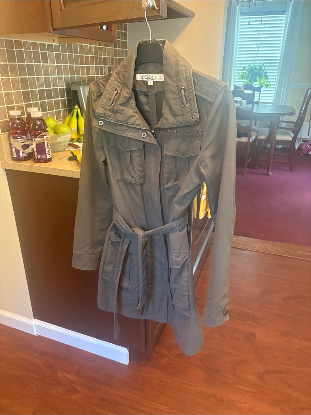 Kensie Olive Utility Trench with Belt